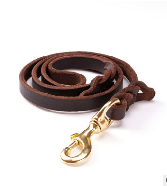 The first layer of leather dog leashes in the large dog chain demu training rope horse dog Golden Retriever dog rope - Firbly | Your Pet's Favorite Store 
