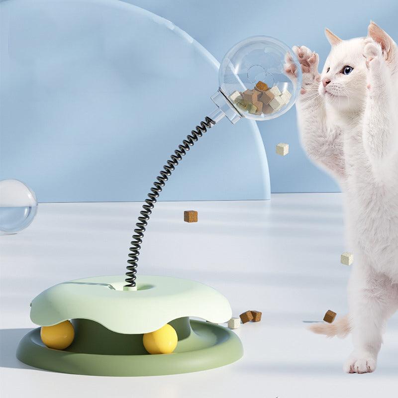 Cat Leakage Food 2 In 1 Toys Turntable Ball Toys Kitten Funny Cat Training Spring Ball Cat Supplies Pet Products - Firbly | Your Pet's Favorite Store 