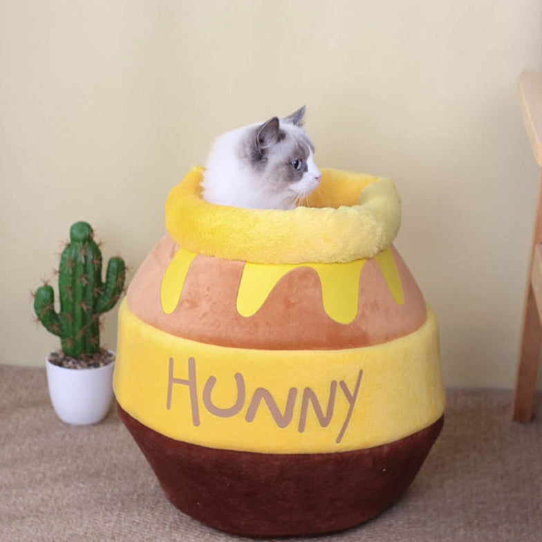 Honey Pot Cat Nest Cartoon Cat Bed House Cave Lounger For Cats Kittens Puppy Kennel Warm Closed Box Cute Pet Sleep Bag Small Dog - Firbly | Your Pet's Favorite Store 